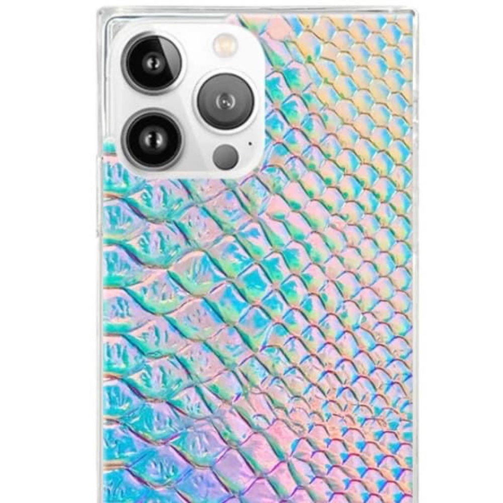 Iridescent Crocodile Faux Leather SQUARE IPhone Case for IPhone 13